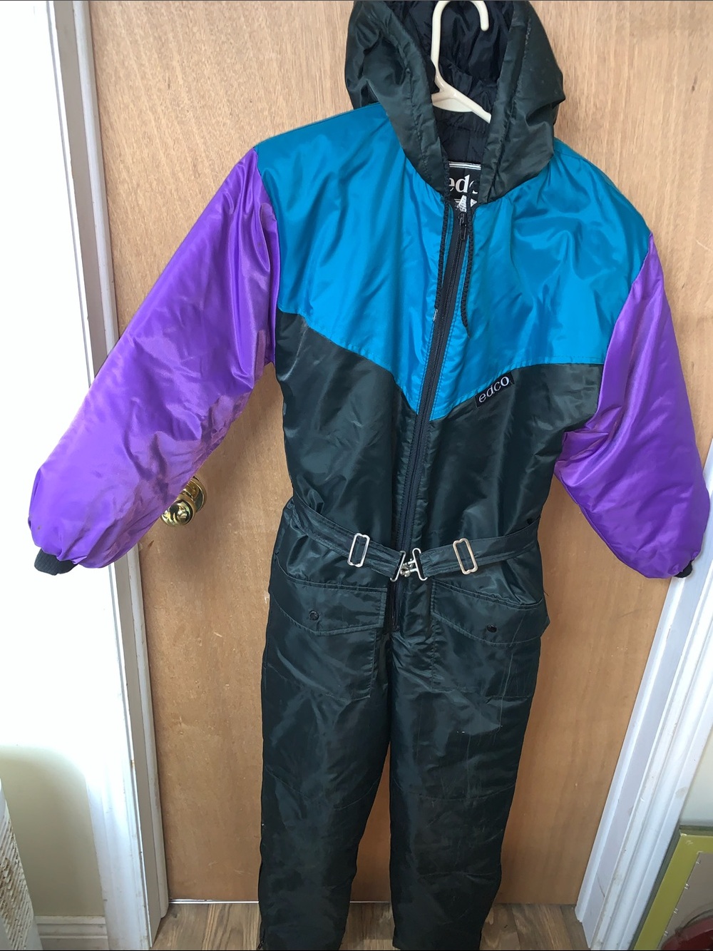 Edco Kids' Black, Teal & Purple Insulated Ski Puffer